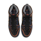 Nike SB Dunk High RX-0 Unicorn Gundam 02 Banshee sneakers, black and navy, overhead view.