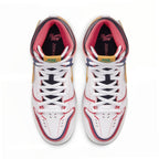 Top view of Nike SB Dunk High RX-0 Unicorn Gundam sneakers with vibrant colors and unique design.