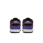 Nike SB Dunk Low ACG Terra sneakers rear view with colorful suede panels and speckled midsole.