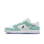 Nike SB Dunk Low April Skateboards in Turbo Green with chrome Swoosh and white mesh upper.