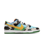 Nike SB Dunk Low Ben & Jerry's Chunky Dunky with cow print and colorful design, inspired by Chunky Monkey ice cream.