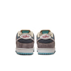 Rear view of Nike Dunk Low SB 'Big Money Savings' showcasing suede and mixed material design.