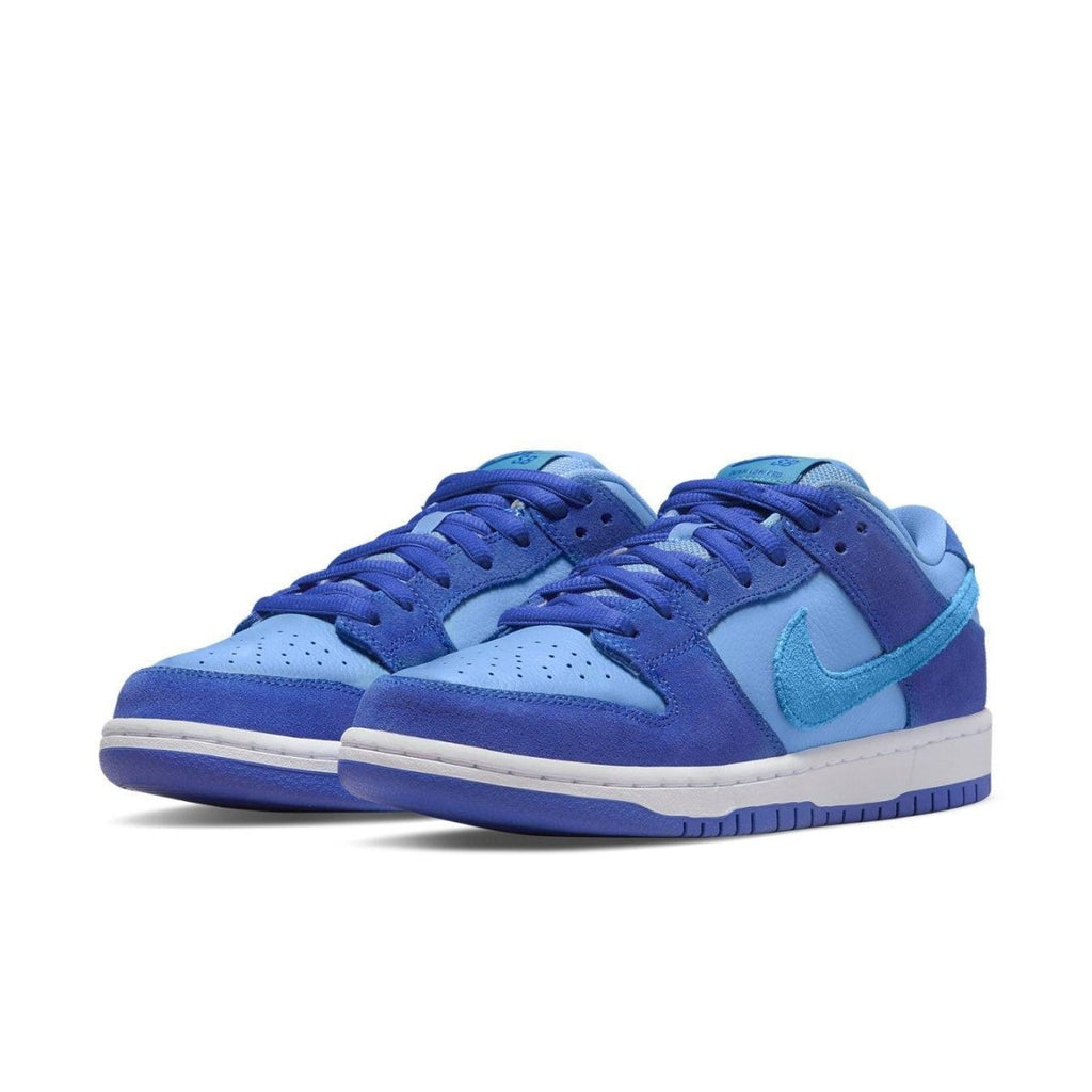 Nike SB Dunk Low Blue Raspberry in blue and light blue colorway with suede and leather materials.