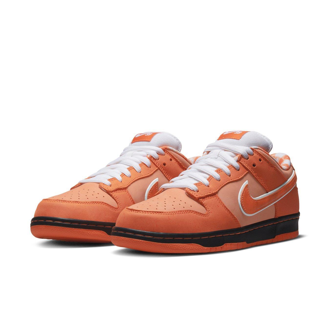 Nike SB Dunk Low Concepts Orange Lobster sneakers featuring orange nubuck upper and white accents.