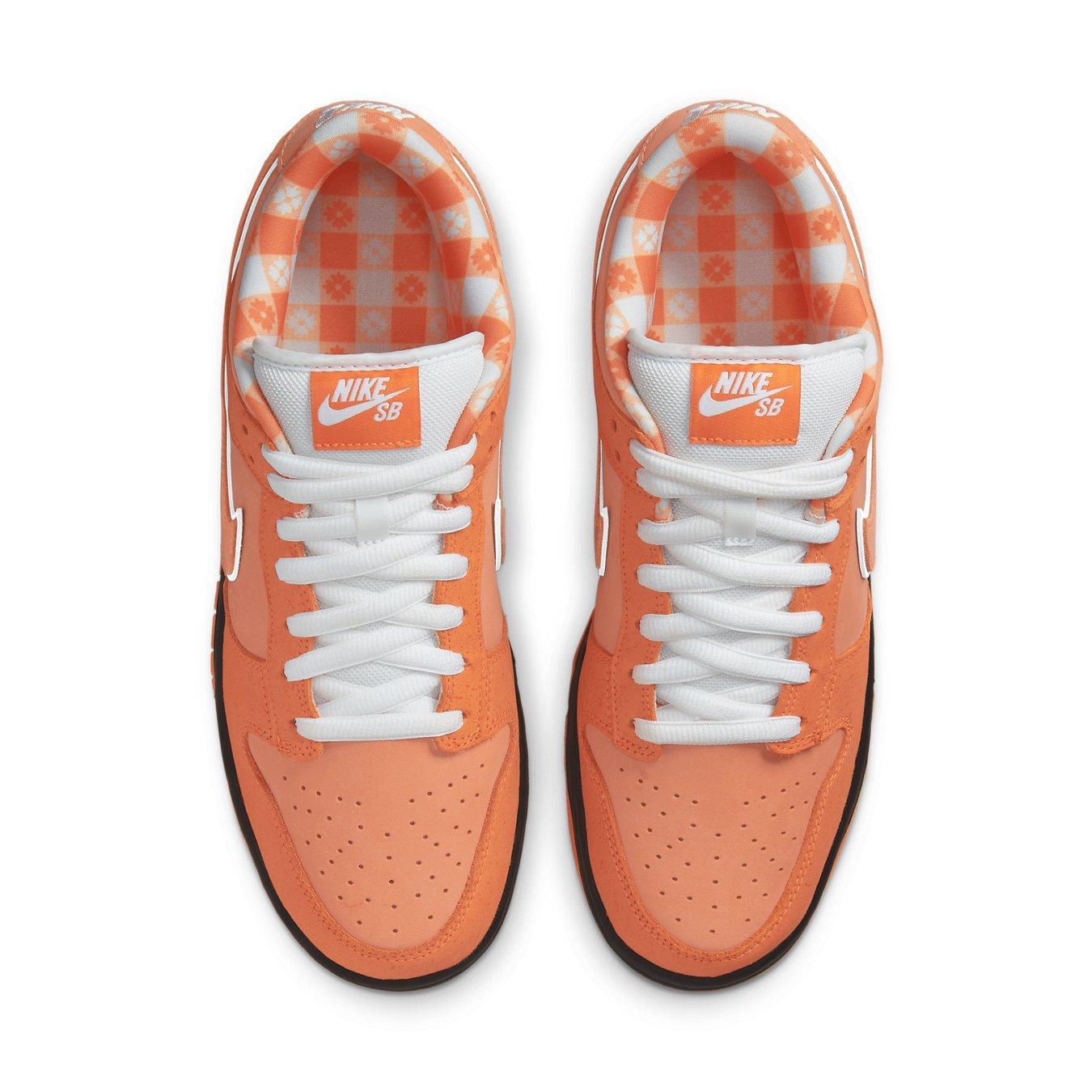 Nike SB Dunk Low Concepts Orange Lobster sneakers featuring vibrant orange suede and white accents.
