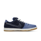 Nike SB Dunk Low Denim Sashiko sneaker featuring premium denim and embroidered Swoosh detail.