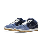 Nike SB Dunk Low Denim Sashiko sneakers featuring premium denim and intricate Swoosh embroidery.