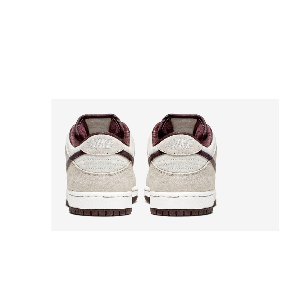 Nike SB Dunk Low Desert Sand Mahogany shoes, featuring a low-cut design and comfortable collar for skating.