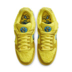 Nike SB Dunk Low Grateful Dead Bears in vibrant yellow with furry upper and playful bear design on the insole.