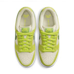 Nike SB Dunk Low Green Apple sneakers with Atomic Green and coconut white colorway from above.