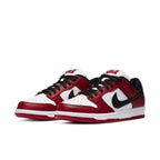Nike SB Dunk Low J-Pack Chicago sneakers in red, white, and black, ideal for skating and casual wear.
