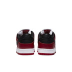 Nike SB Dunk Low J-Pack Chicago sneakers, back view showcasing the red and black design with distinctive branding.