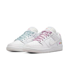 Nike SB Dunk Low Pro Be True sneakers in white leather with colorful accents and 'Be True' embroidery.