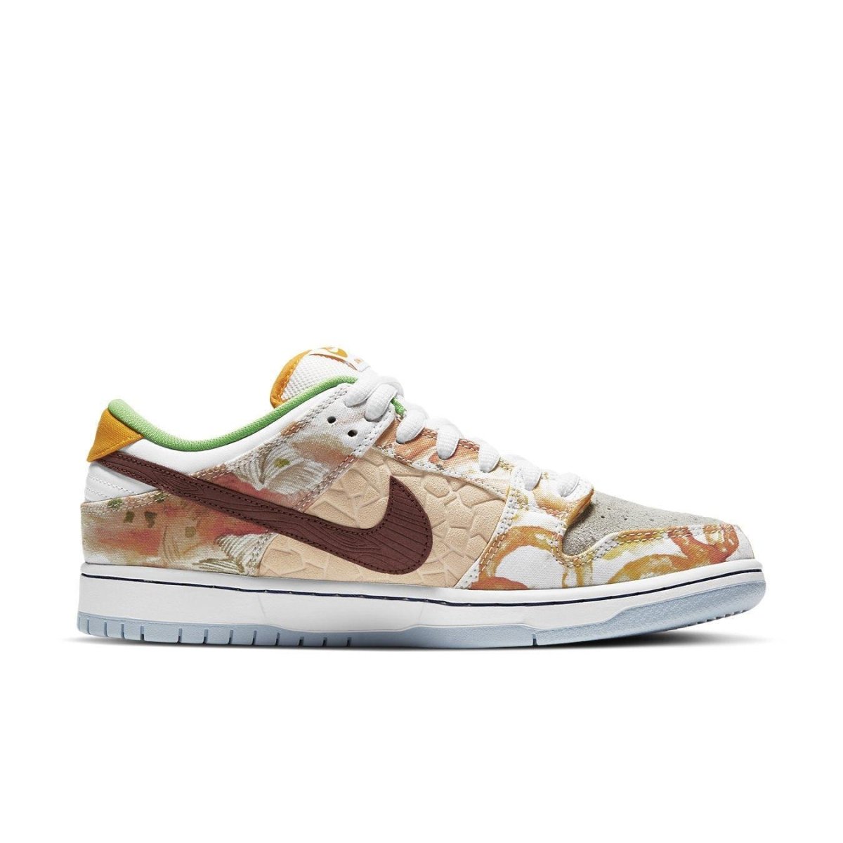 Nike SB Dunk Low Street Hawker (2021) with colorful food-inspired watercolor design and unique patterns.