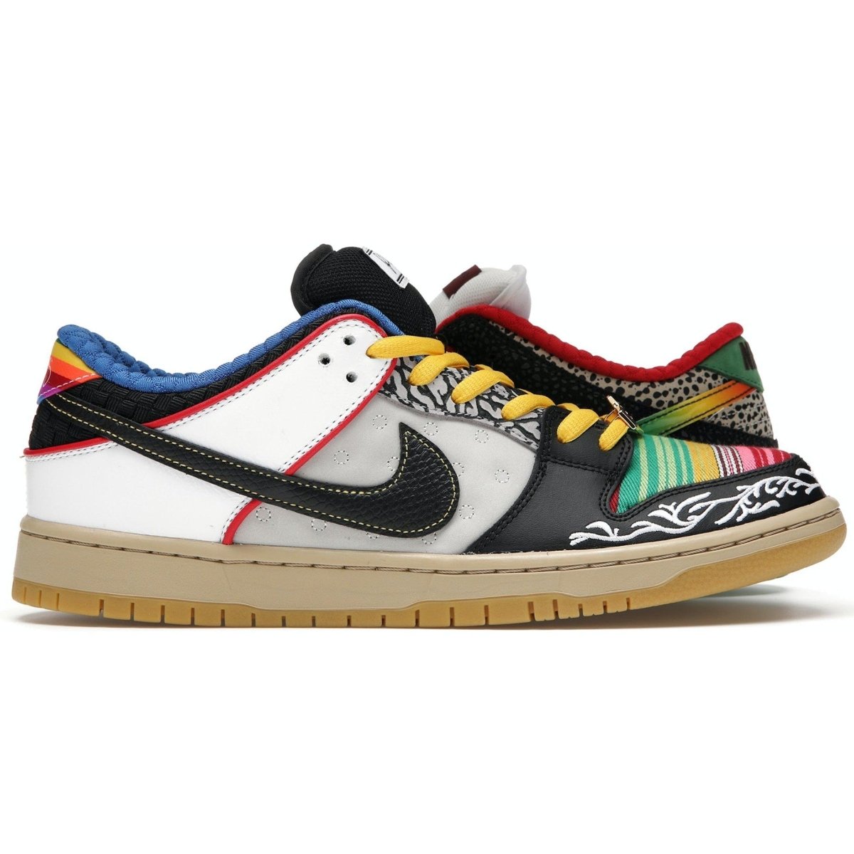 Nike SB Dunk Low What The Paul sneakers featuring vibrant colors and unique design elements.