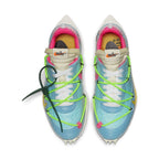 Nike Vapor Street Off-White women's shoes in polarized blue with neon laces and transparent upper.