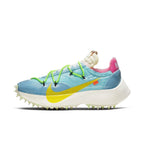 Nike Vapor Street Off-White women's running shoes in polarized blue with neon laces and a retro 70s design.