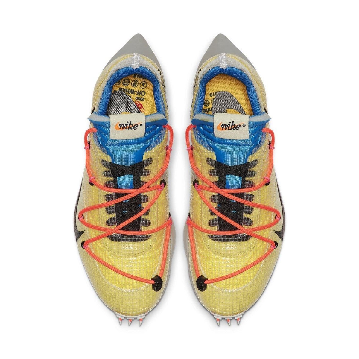 Nike Vapor Street Off-White Tour Yellow women’s running shoes featuring translucent design and distinctive lacing.