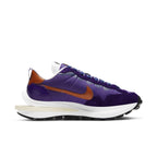 Nike Vaporwaffle sacai Dark Iris sneaker in purple nylon with burnt orange accents and retro silhouette