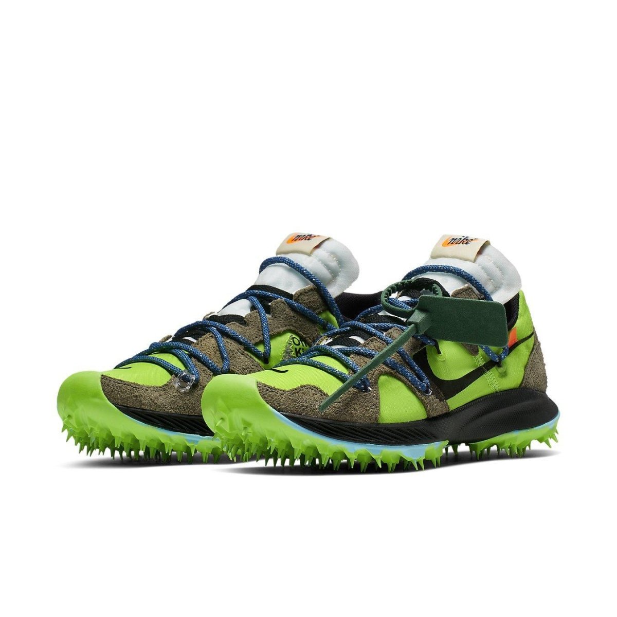 Nike Zoom Terra Kiger 5 Off-White in Electric Green, featuring unique retro tongue and vibrant design.