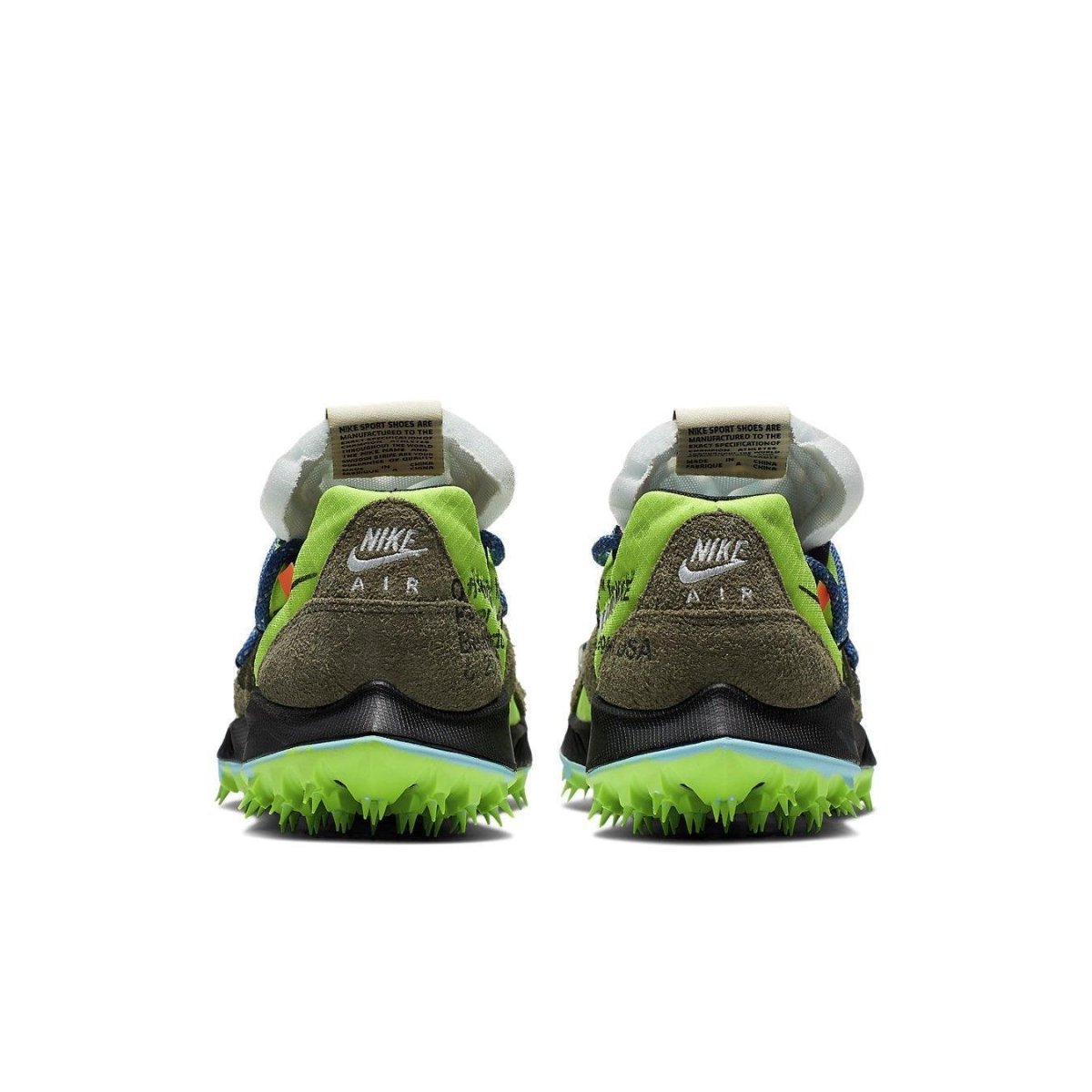 Nike Zoom Terra Kiger 5 Off-White Electric Green women's shoes rear view with vibrant green detailing.