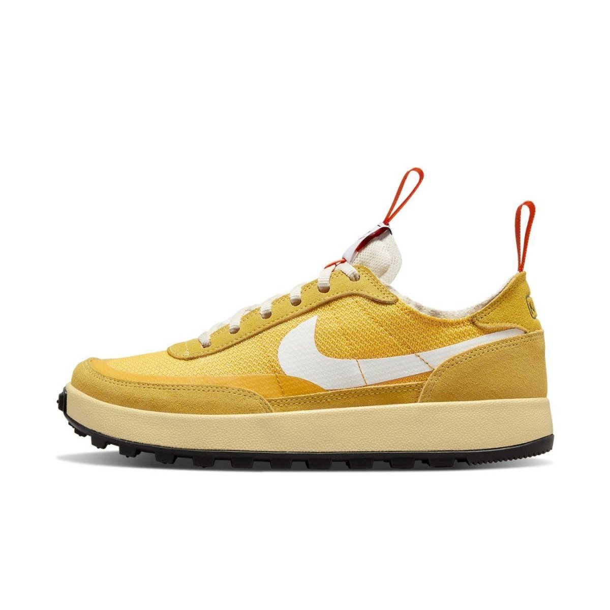 NikeCraft General Purpose Shoe in Dark Sulfur color, featuring a yellow upper and white swoosh design.