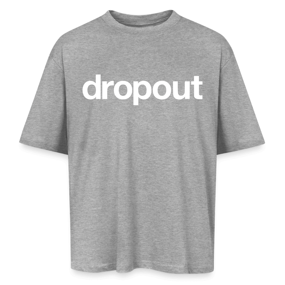 Oversized gray tee with bold 'dropout' logo, made of soft breathable cotton for effortless style.