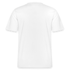 Back view of a relaxed fit white tee, designed for comfort with a clean silhouette and casual style.
