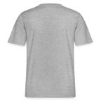 Back view of a relaxed fit grey tee shirt emphasizing comfort and casual style.