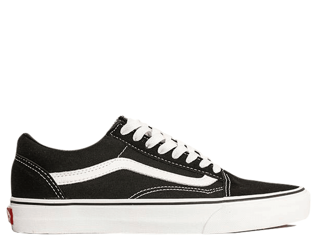 Vans Old Skool Black sneakers featuring suede and canvas upper with classic Waffle sole and padded collar.