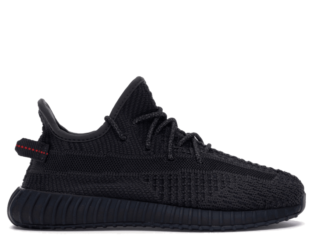 Yeezy Boost 350 V2 Black Kids non-reflective sneaker with Primeknit upper and responsive Boost cushioning.